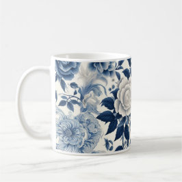 Caneca De Café Fleurs bleue et blanches