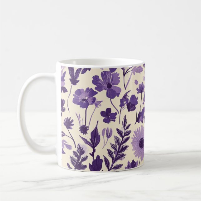 Caneca De Café Fleurs sauvages en nuances de violet 💜 (Esquerda)