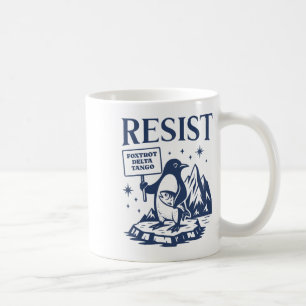 Caneca De Café Flippers Engraçados Resistirem Contra Pinguins