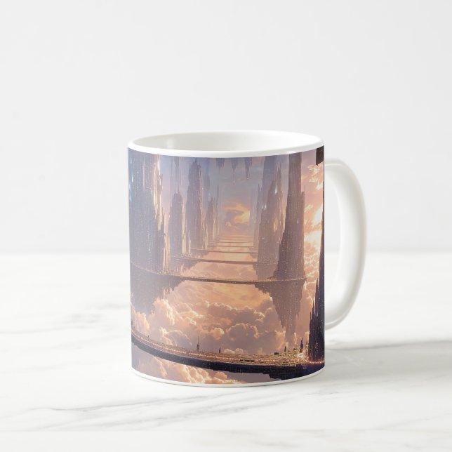Caneca De Café Floating Metropolis in the Clouds (Frente Esquerda)