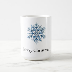 Caneca De Café Floco de neve azul branco de inverno