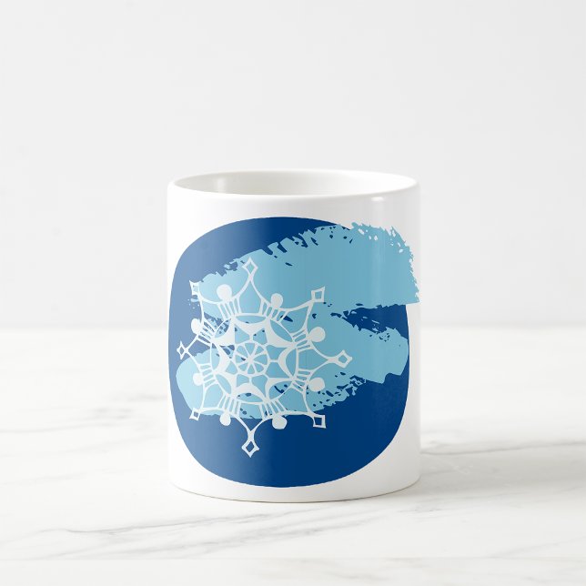 Caneca De Café Floco de Neve Azul Gelado Círculo Abstrato de Inve (Criador carregado)