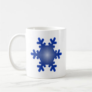 Caneca De Café Floco de Neve Azul Starburst em Branco