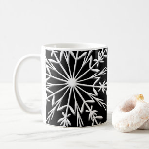 Caneca De Café Floco de neve branco no preto boas festas