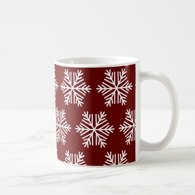 Caneca De Café Floco de Neve Branco Vermelho Padrão de Natal Coff (Direita)