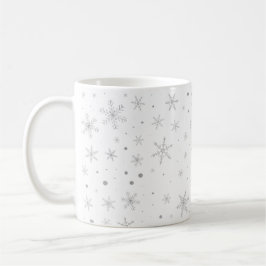 Caneca De Café Floco de neve da cintilação - cinza & Branco de