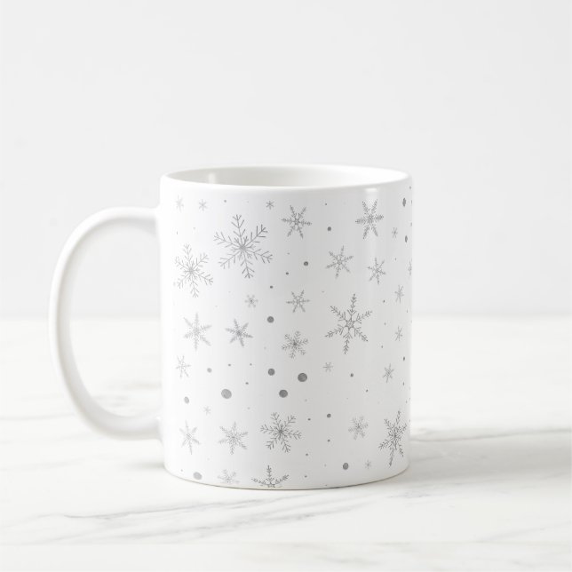Caneca De Café Floco de neve da cintilação - cinza & Branco de (Esquerda)