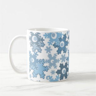 Caneca De Café Floco de neve de inverno claro azul claro padrão
