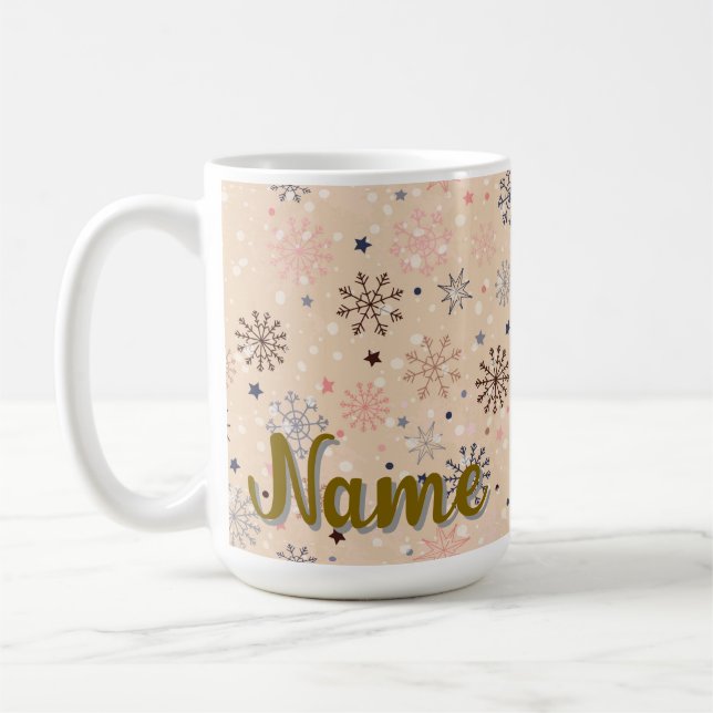 Caneca De Café Floco de neve de inverno personalizado (Esquerda)