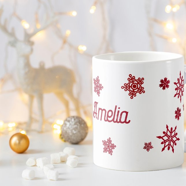 Caneca De Café Floco de neve de Natal personalizado (Criador carregado)