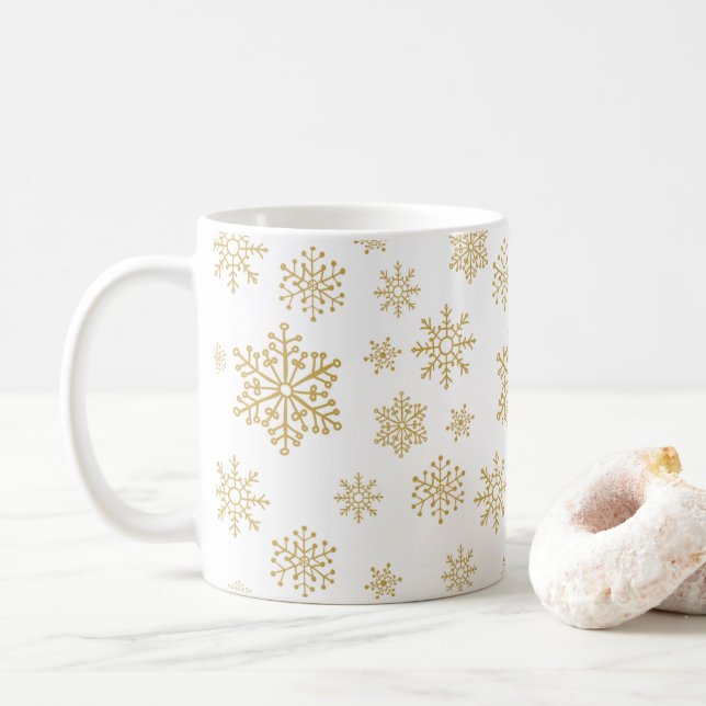 Caneca De Café floco de neve dourada (Com Donut)