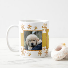Caneca De Café Floco de neve Dourado 2 Foto Monograma Natal