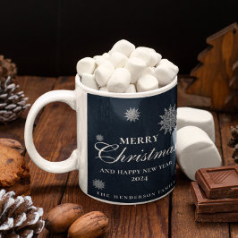 Caneca De Café Floco de Neve Elegante | Feliz Natal | Personaliza