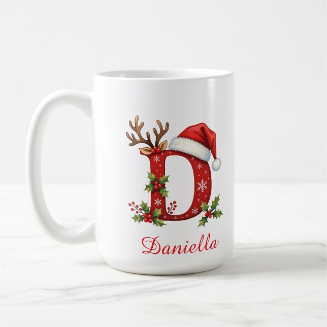 Caneca De Café Floco de neve inicial de monograma personalizado f (Esquerda)