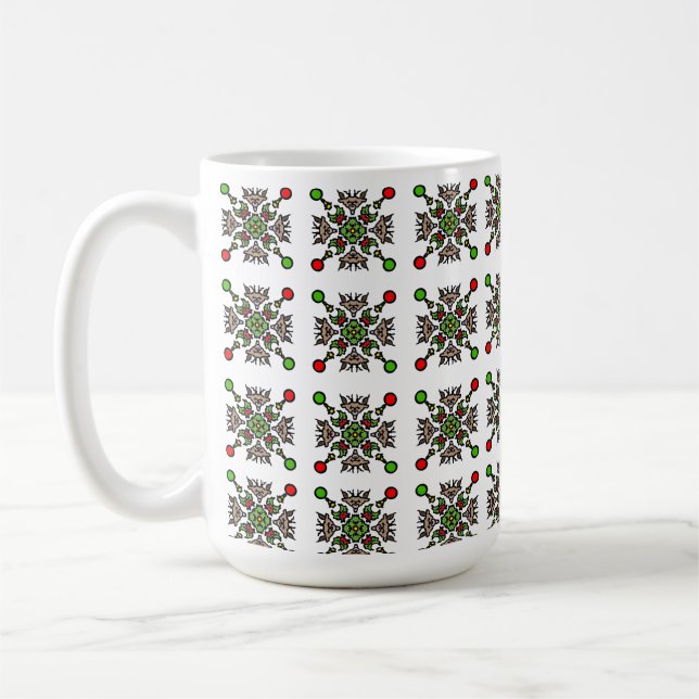 Caneca De Café Floco de Neve Mandala de Natal (Esquerda)
