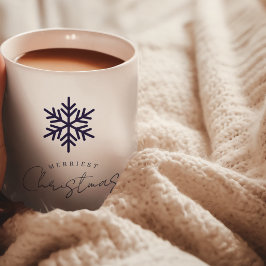 Caneca De Café Floco de Neve Natal Mais Alegre Azul Marinho