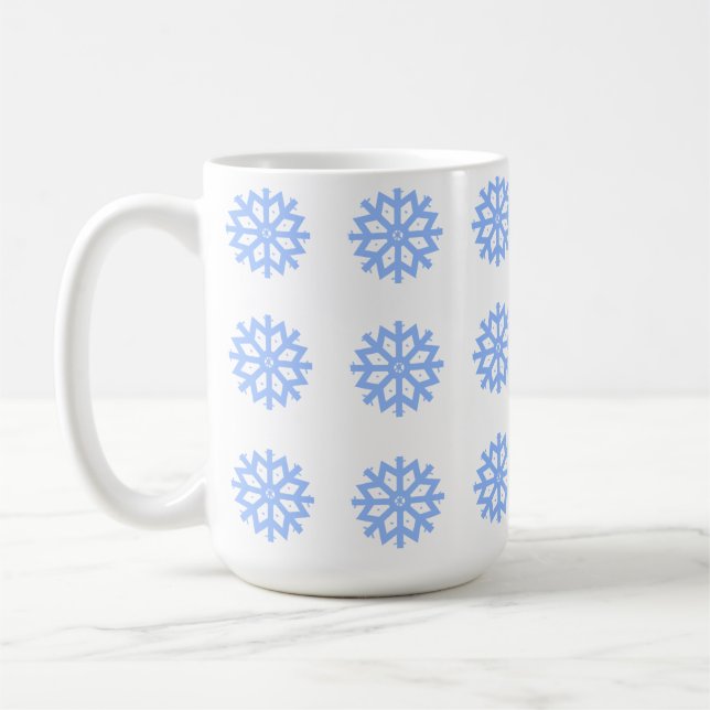 Caneca De Café Floco de neve Padrão de inverno azul claro (Esquerda)