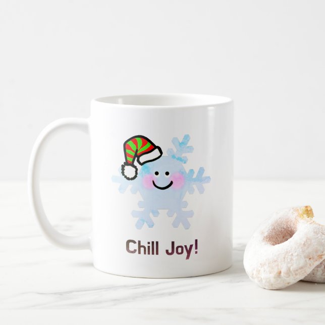 Caneca De Café Floco de Neve Sorridente Alegria de Fim de Ano (Com Donut)