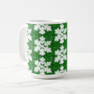 Caneca De Café Floco de neve verde-congelado brilhante Elegante