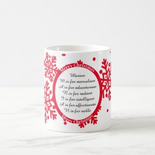 Caneca De Café Floco de Neve Vermelho e Branco Acrótico