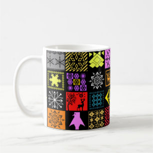 Caneca De Café Floco geométrico de neve dos elementos de Natal se