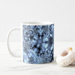 Caneca De Café Flocos de neve azuis de prata de Natal