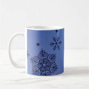 Caneca De Café Flocos de neve azul de Natal