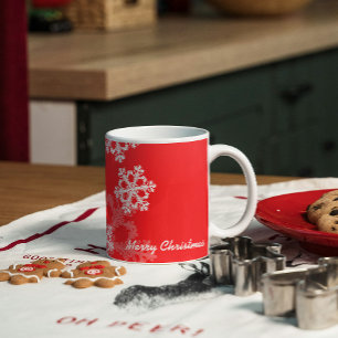 Caneca De Café Flocos de neve bonitos do vermelho e do White