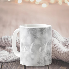 Caneca De Café Flocos de Neve com Brilho Prateado Festivo