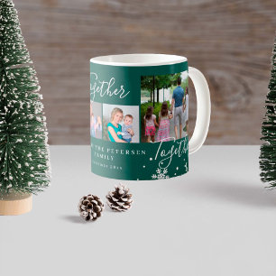 Caneca De Café Flocos de neve de colagem fotográfica da família