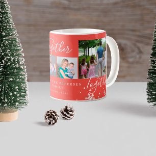 Caneca De Café Flocos de neve de colagem fotográfica da família