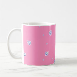Caneca De Café Flocos de neve de inverno rosa