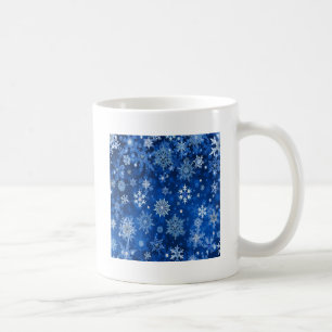 Caneca De Café Flocos de neve de Natal Azul e Prata