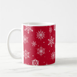 Caneca De Café Flocos de neve de Natal Flocos de café vermelhos