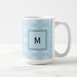 Caneca De Café Flocos de Neve de Natal Padrão de Férias Monograma
