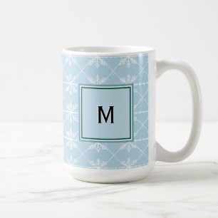 Caneca De Café Flocos de Neve de Natal Padrão de Férias Monograma