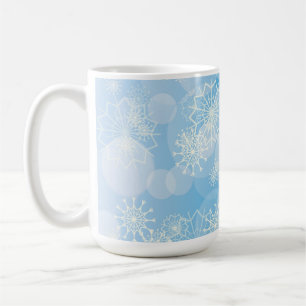 Caneca De Café Flocos de neve de Natal sobre fundo azul
