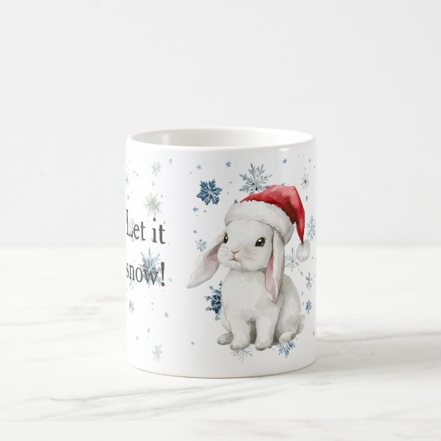 Caneca De Café Flocos de Neve Deixa nevar Bunny Chapéu de Natal (Centro)