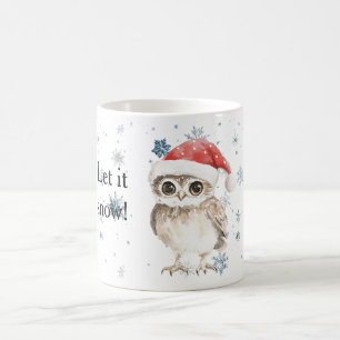 Caneca De Café Flocos de neve Deixa nevar Coruja Natal Vermelho C