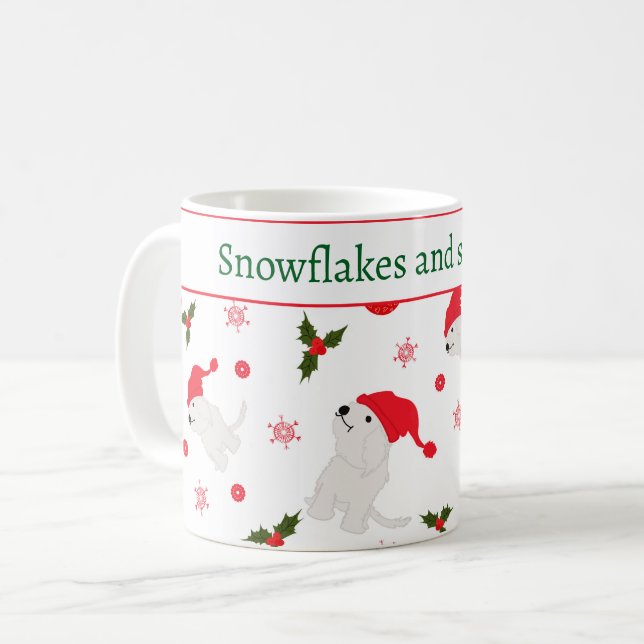 Caneca De Café Flocos de neve e abraços (Frente Esquerda)
