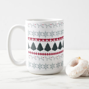 Caneca De Café Flocos de Neve e Árvores de Natal