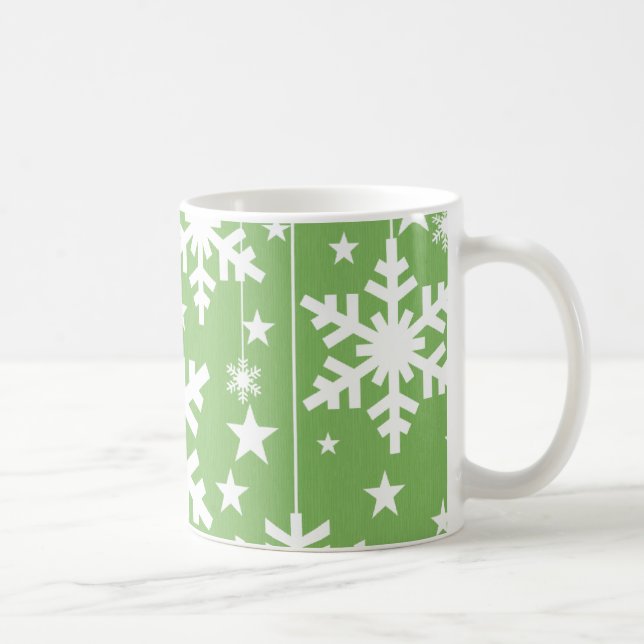 Caneca De Café Flocos de neve e lama de estrelas, verde (Direita)