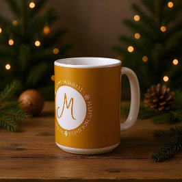 Caneca De Café Flocos de neve Felizes Feriados Ouro Monograma Ama