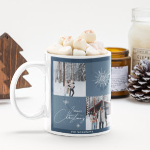 Caneca De Café Flocos de neve geométricos de colagem de fotos   N