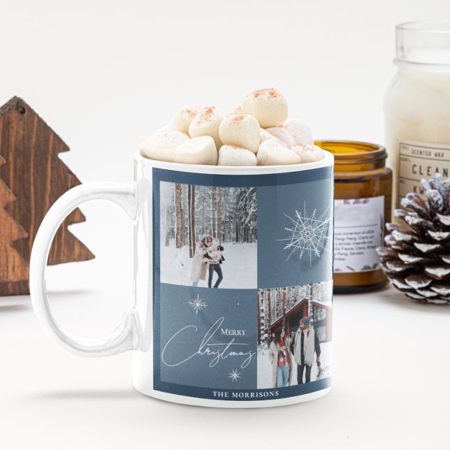 Caneca De Café Flocos de neve geométricos de colagem de fotos | N (Criador carregado)