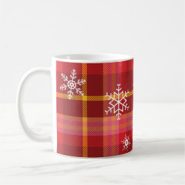 Caneca De Café Flocos de neve na Xadrez de Natal