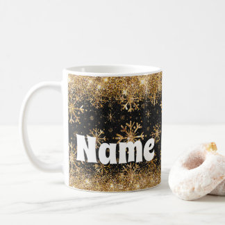 Caneca De Café Flocos de neve personalizados: Dourada Lata de caf