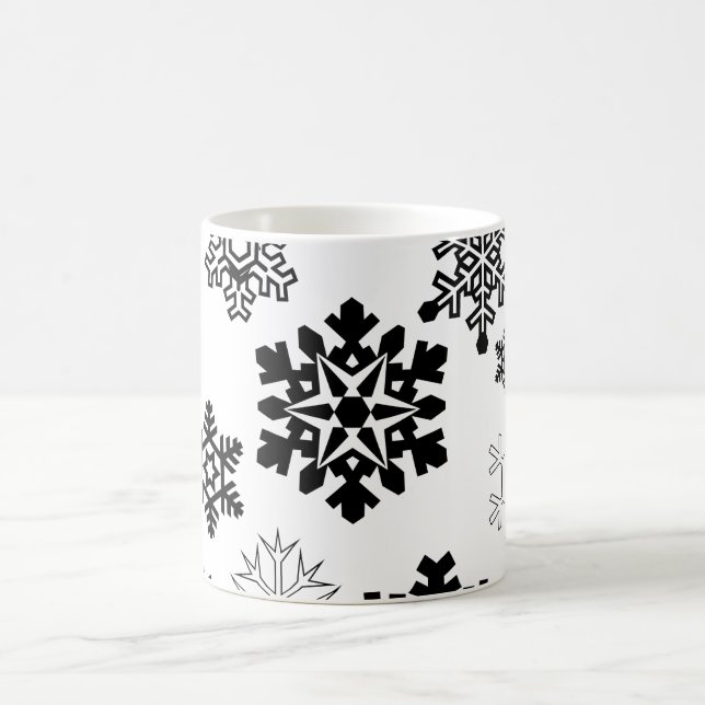 Caneca De Café Flocos de neve preto e branco (Centro)