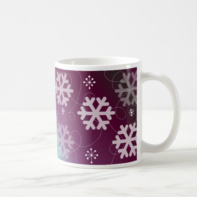 Caneca De Café Flocos de neve roxos Elegantes (Direita)