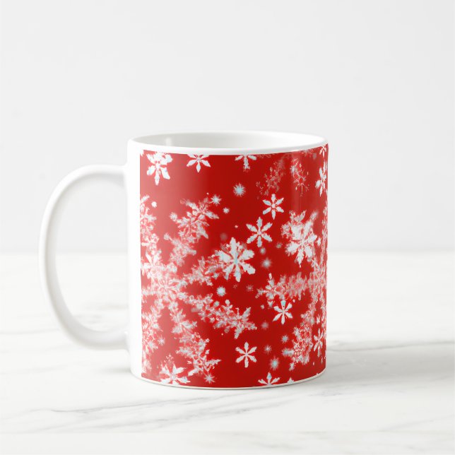 Caneca De Café Flocos de neve vermelhos e brancos (Esquerda)